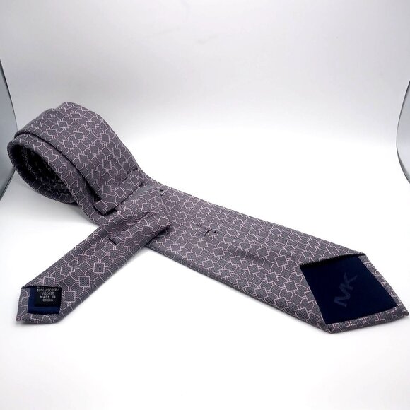 Michael Kors Men's Tie Gray Pink Geometric Pattern Silk Blend Tie 62" Length - Picture 6 of 9